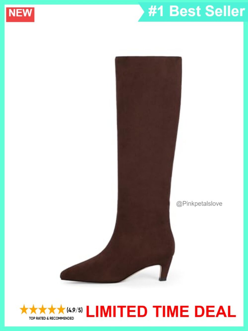 Faux Suede Knee High Boots Square Toe Kitten Heel Tall